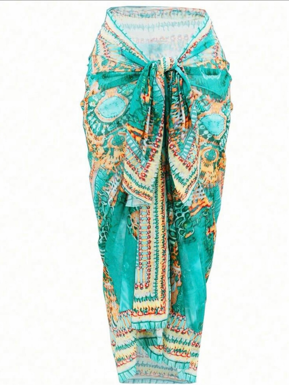 Women’s Turquoise Printed Swim Sarong